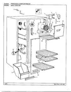 Freezer Compartment Diagram and Parts List for 22402-0B  Admiral Refrigerator
