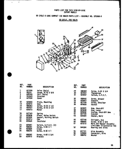 50 Cycle 8 Cube Compact Ice Maker Diagram and Parts List for SRN22N-C-P60201-78WC  Amana Refrigerator