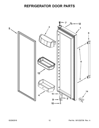 Refrigerator Door Parts Diagram and Parts List for MSS26C6MFB01  Maytag Refrigerator