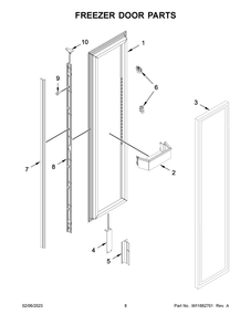 Freezer Door Parts Diagram and Parts List for JBZFR18IGX10  Jenn-Air Freezer