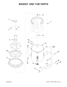 Basket And Tub Parts Diagram and Parts List for NTW4655EW0  Amana Washer