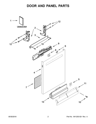 Door And Panel Parts Diagram and Parts List for MDB8989SHZ0  Maytag Dishwasher