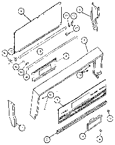 Backguard Section Diagram and Parts List for RLT365U  Caloric Range