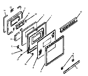 Oven Door Diagram and Parts List for ESF31002W-P1130988NW  Caloric Range