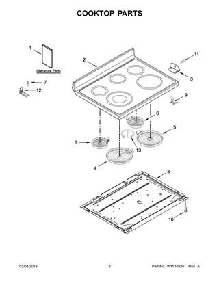 Cooktop Parts Diagram and Parts List for YMER6600FZ2  Maytag Range