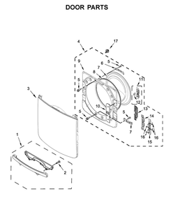 Door Parts Diagram and Parts List for MED6630HC1  Maytag Dryer