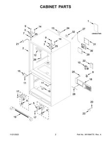 Cabinet Parts Diagram and Parts List for MRFF5033PZ01  Maytag Refrigerator