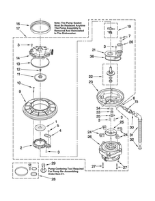 Pump And Motor Parts Diagram and Parts List for MDB4629AWB1  Maytag Dishwasher