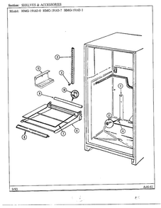 Shelves And Accessories Diagram and Parts List for 19163-0A  Admiral Refrigerator