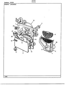Door Diagram and Parts List for 8443A  Norge Dryer