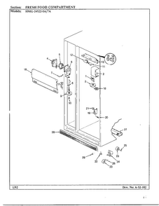 Fresh Food Compartment Diagram and Parts List for 24522-7A  Admiral Refrigerator