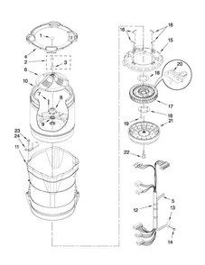 Motor, Basket And Tub Parts Diagram and Parts List for MVWB850YW1  Maytag Washer