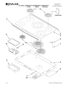 Cooktop Parts Diagram and Parts List for JEC0536ADS13  Jenn-Air Cooktop