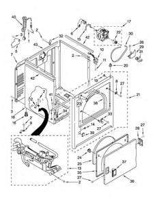 Cabinet Parts Diagram and Parts List for MGDC100YQ1  Maytag Dryer