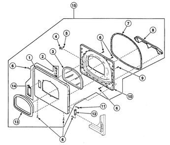 Door Assy Diagram and Parts List for SSET17LF1500  Speed Queen Dryer