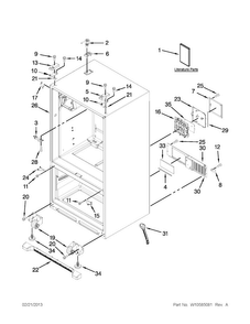 Cabinet Parts Diagram and Parts List for JFI2089AEP13  Jenn-Air Refrigerator