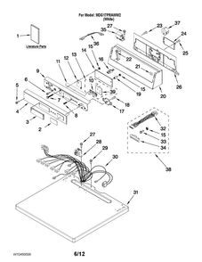 Top And Console Parts Diagram and Parts List for MDG17PRAWW2  Maytag Dryer