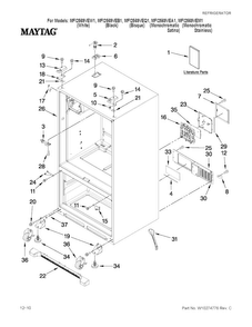 Cabinet Parts Diagram and Parts List for MFI2569VEB1  Maytag Refrigerator