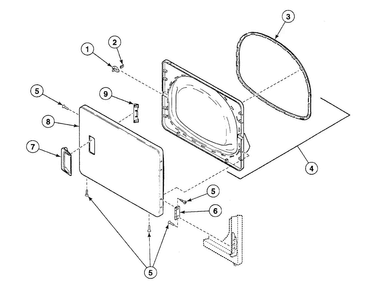 Door Assy Diagram and Parts List for SSEY07WF  Speed Queen Dryer