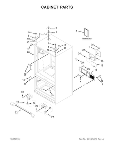 Part Location Diagram of W11747628 Whirlpool HINGE-DOOR