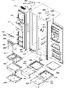 Refrigerator/freezer Shelves, Light And Hinges Diagram and Parts List for SBDE20S4SW-P1190906WW  Amana Refrigerator
