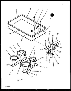 Section 1 Diagram and Parts List for AK2H30E1-P1131546NE  Amana Cooktop