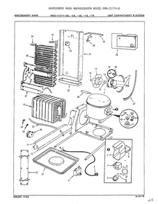 Unit Compartment And System Diagram and Parts List for 21374B  Admiral Refrigerator