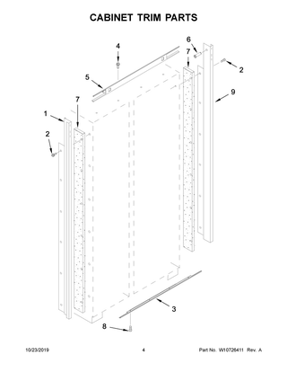 Cabinet Trim Parts Diagram and Parts List for JS48NXFXDW10  Maytag Refrigerator