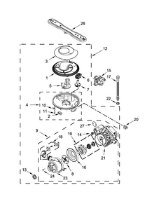 Pump, Washarm And Motor Parts Diagram and Parts List for MDB8969SDE3  Maytag Dishwasher