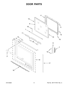 Door Parts Diagram and Parts List for JIS1450ML1  Jenn-Air Range
