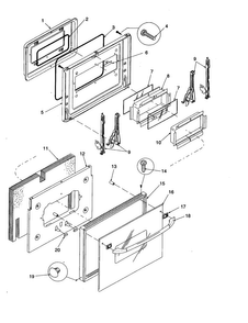 Door Assembly Diagram and Parts List for AOES2430E-P1132363NE  Amana Wall Oven