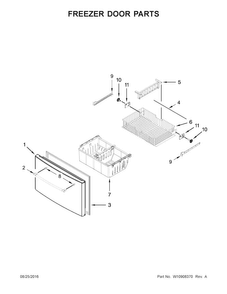 Freezer Door Parts Diagram and Parts List for MFI2570FEE01  Maytag Refrigerator
