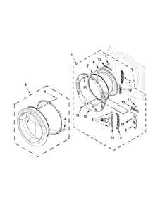 Door Parts Diagram and Parts List for NGD5700BW0  Amana Dryer