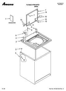 Top And Cabinet Parts Diagram and Parts List for NTW5100TQ1  Amana Washer