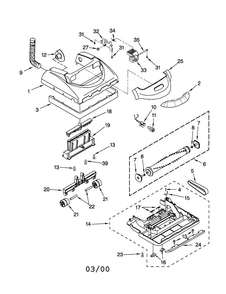 Nozzle Diagram and Parts List for 11630312000  Kenmore Upright Vacuum