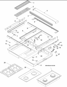 M/top (acl200 Grill For All Agsd's) Diagram and Parts List for ACL200-P1133392N  Amana Range