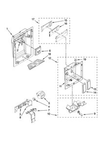 Dispenser Front Parts Diagram and Parts List for JS48SEDUDB01  Jenn-Air Refrigerator
