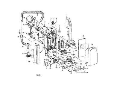 Upper Handle/hose/bag Housing Diagram and Parts List for U5395-970  Hoover Upright Vacuum