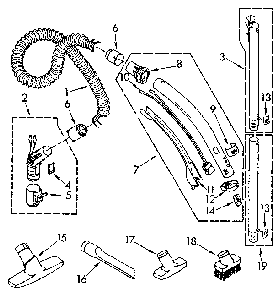 Hose And Attachment Diagram and Parts List for 1162039082  Kenmore Canister Vacuum