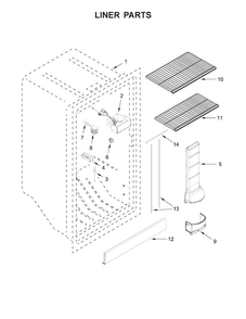 Liner Parts Diagram and Parts List for AZF33X16DW01  Amana Freezer