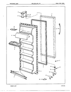 Fresh Food Door Diagram and Parts List for 22474A  Admiral Refrigerator