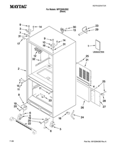 Cabinet Parts Diagram and Parts List for MFF2558VEB2  Maytag Refrigerator