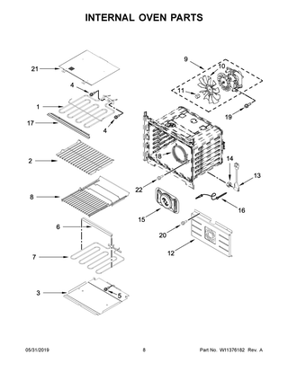 Internal Oven Parts Diagram and Parts List for JMW2427IM02  Maytag Microwave Oven Combo