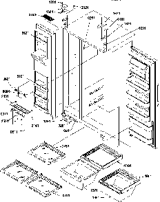 Refrigerator/freezer Shelves, Lights, And Hinges Diagram and Parts List for SCD22TBL-P1303511WL  Amana Refrigerator