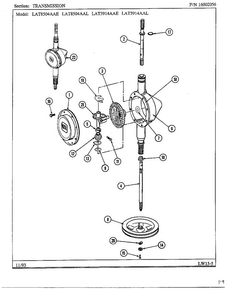 Transmission Diagram and Parts List for LAT5804AAE  Maytag Washer