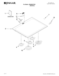 Cooktop Parts Diagram and Parts List for JES8860CCS01  Jenn-Air Range