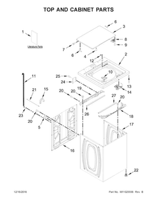 Top And Cabinet Parts Diagram and Parts List for 4KNTW4605FW0  Amana Washer