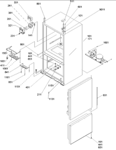 Control, Hinges & Shields Diagram and Parts List for BRF20VCPSER-P1321312WS  Amana Refrigerator