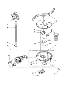 Pump, Washarm And Motor Parts Diagram and Parts List for JDB3200AWW3  Jenn-Air Dishwasher