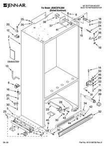 Cabinet Parts Diagram and Parts List for JB36CXFXLB00  Jenn-Air Refrigerator